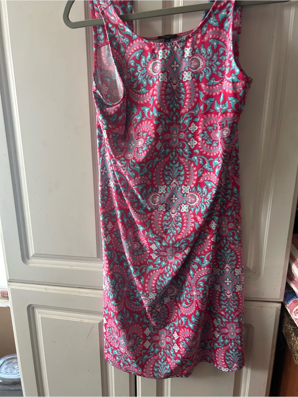 Talbots Women's Petite Sleeveless Dress Blue Coral Floral Dress Size Medium